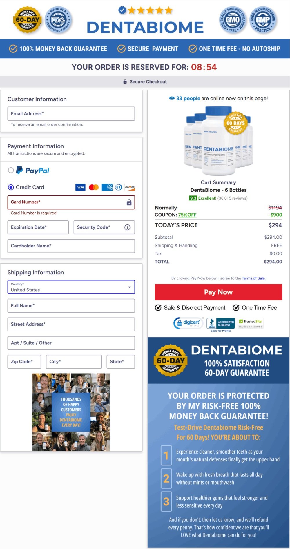 DentaBiome secure payment checkout